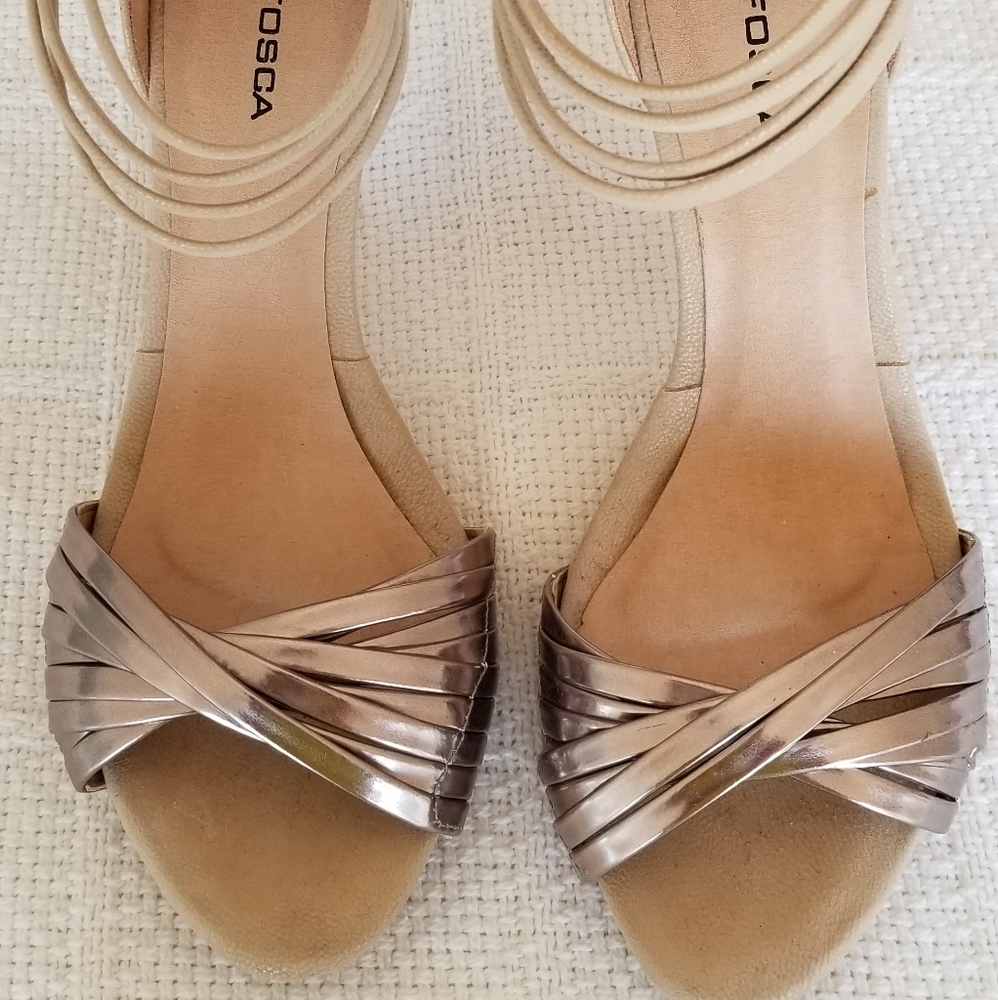 LaFosca Lucite Heel Silver Sandals. Worn twice.